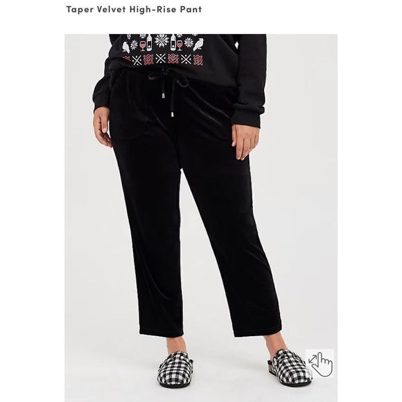 TORRID PULL-ON RELAXED TAPER VELVET HIGH-RISE PANT - Picture 3 of 14